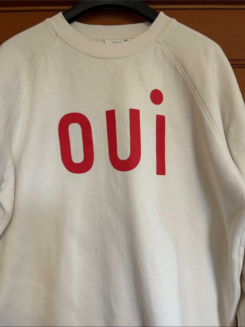 Clare V. | Oui Sweatshirt in Cream with Bright Poppy - Picture 8 of 13